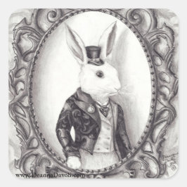 Cuadrada Pegatina de Conejo Blanco Alicia en el Pegatina de