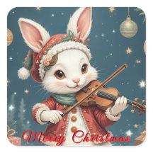 Pegatina de conejo de Navidad