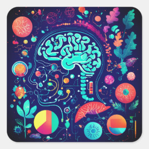 Cuadrada Pegatina de conexión Neuro-Gut