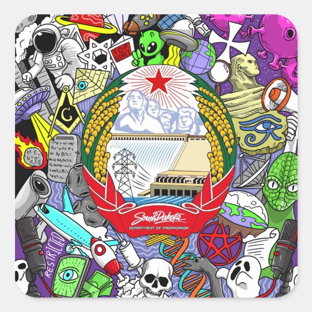 Cuadrada Pegatina de conspiración (Anverso)