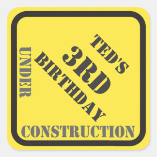 Cuadrada Pegatina de Construcción de Cumpleaños