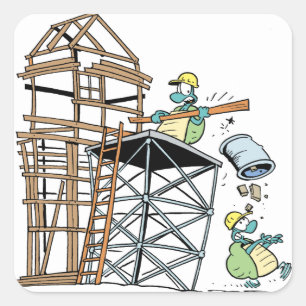 Cuadrada Pegatina de construcción de tortuga de pantano