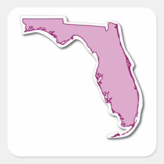Cuadrada Pegatina de contorno de Florida