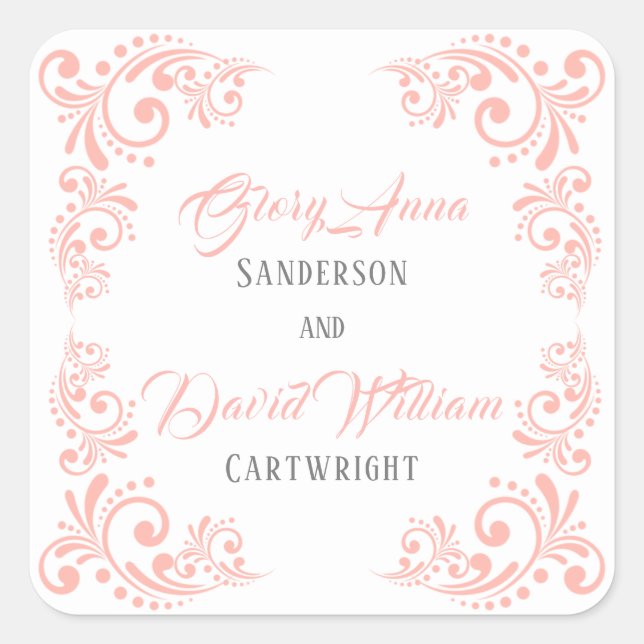 Cuadrada Pegatina de Coral Floral Square (Anverso)