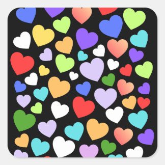Cuadrada Pegatina de corazón colorido