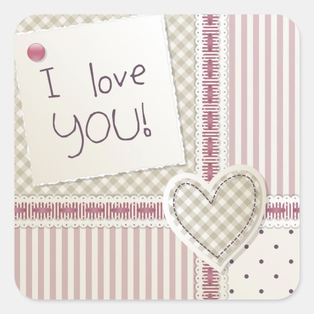 Cuadrada Pegatina de corazón dulce (Anverso)