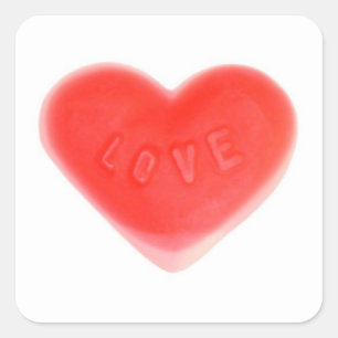Cuadrada Pegatina de corazón dulce cuadrado