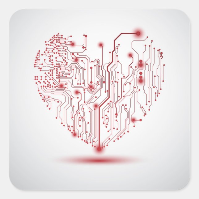 Cuadrada Pegatina de corazón eléctrico (Anverso)