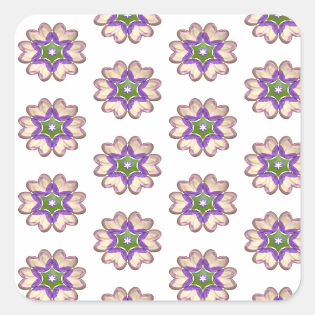 Cuadrada Pegatina de corazón floral (Anverso)