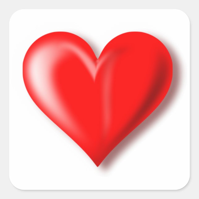 Cuadrada Pegatina de corazón rojo (Anverso)
