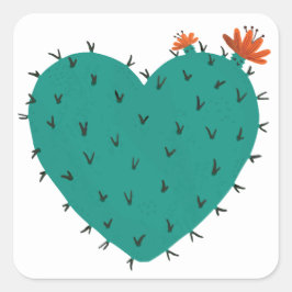 Cuadrada Pegatina de corazón suculento