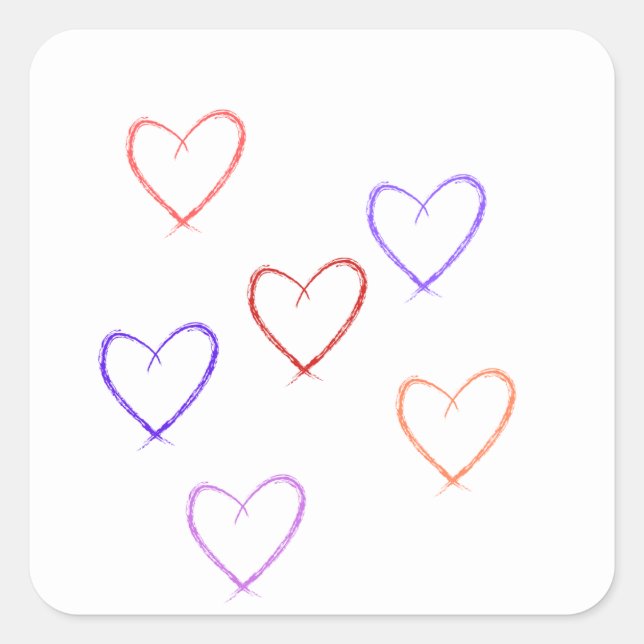 Cuadrada pegatina de corazones (Anverso)