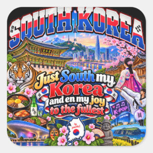 Cuadrada Pegatina de Corea del Sur