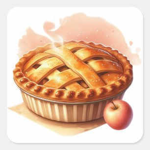 Cuadrada Pegatina de Cottagecore de Tarta de Manzana de Inv