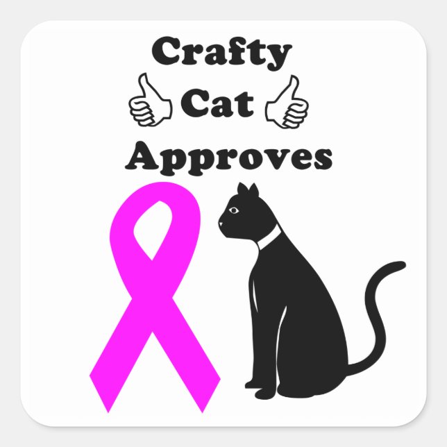 Cuadrada Pegatina de Crafty Cat BCA (Anverso)