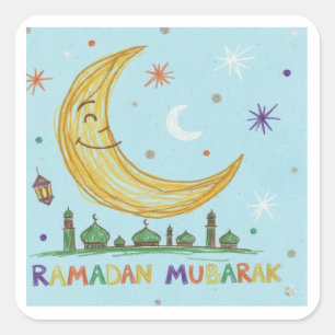 Cuadrada Pegatina de creciente de Ramadán
