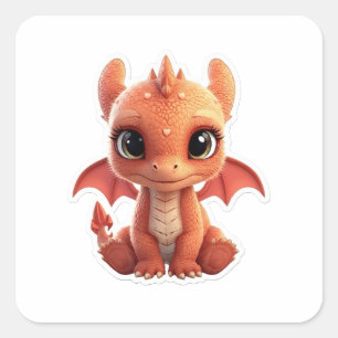 Cuadrada Pegatina de criatura de fantasía de adorable dragó