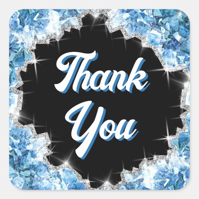 Cuadrada Pegatina de cristales azules (Anverso)