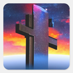 Cuadrada Pegatina de Cross Obelisk