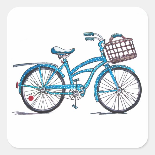 Cuadrada Pegatina de cruceros de playa de Poka Dot (Anverso)