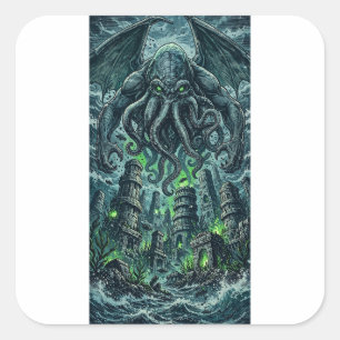 Cuadrada Pegatina de Cthulhu Rising
