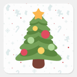 Cuadrada Pegatina de Cuadrado de Árbol de Navidad