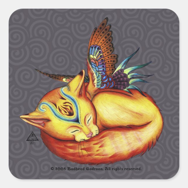 Cuadrada Pegatina de Cuadrado Dorado-Como-Sol (Anverso)