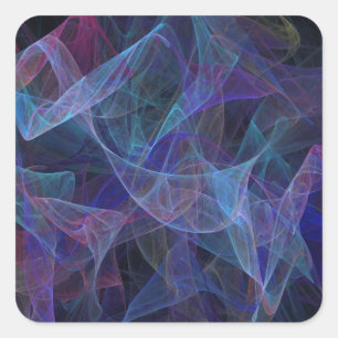 Cuadrada Pegatina de cuadrado fractal abstracto azul
