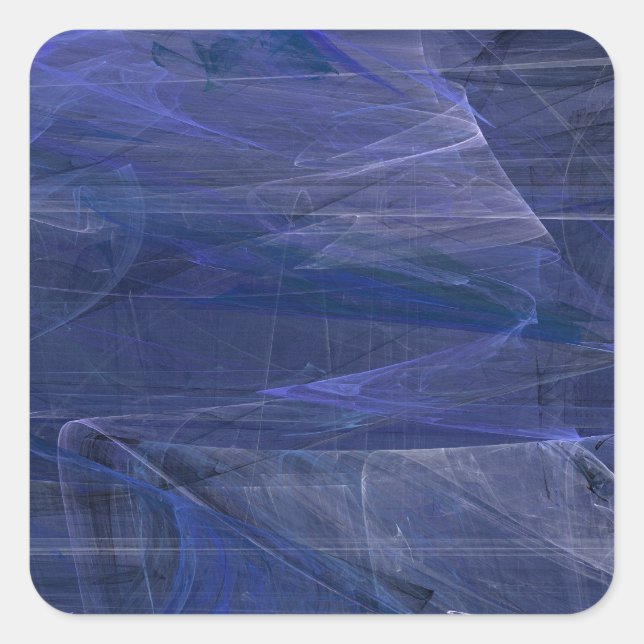 Cuadrada Pegatina de cuadrado fractal abstracto azul (Anverso)