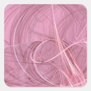 Cuadrada Pegatina de cuadrado fractal rosado