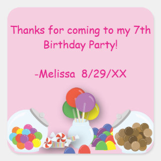 Cuadrada Pegatina de cumpleaños Candyland Sweets