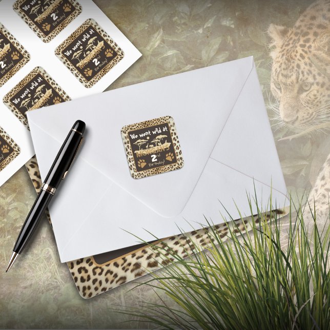 Cuadrada Pegatina de cumpleaños con estampado de leopardo (Subido por el creador)