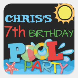 Cuadrada Pegatina de cumpleaños del Fiesta del grupo