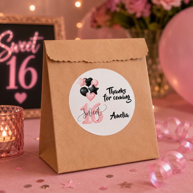 Cuadrada Pegatina de cumpleaños personalizada para Sweet 16 (Subido por el creador)