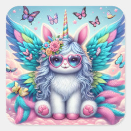 Cuadrada Pegatina de Cute Unicorn