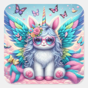 Cuadrada Pegatina de Cute Unicorn