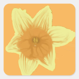 Cuadrada Pegatina de Daffodil Square Naranja Amarillo