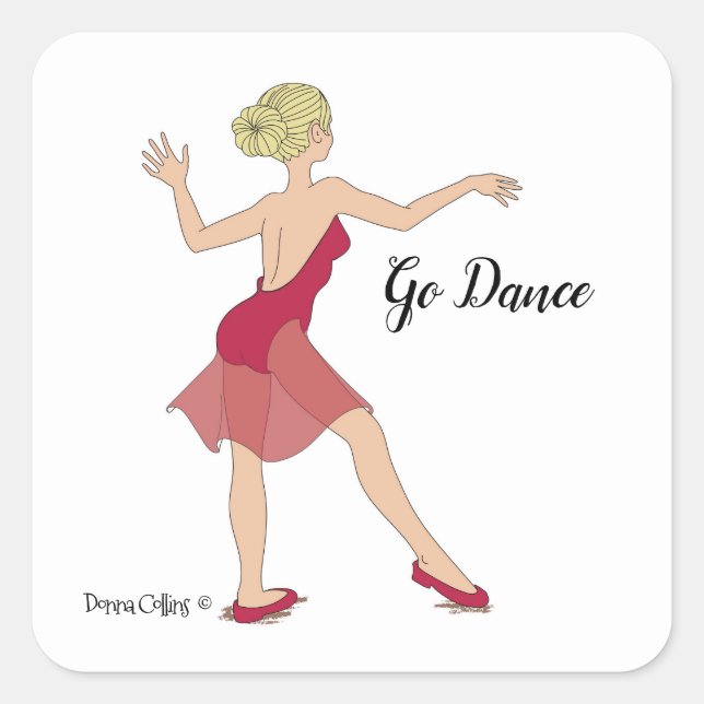 Cuadrada Pegatina de danza chica (Anverso)