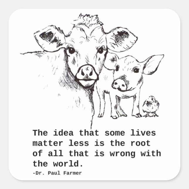 Cuadrada Pegatina de Derechos de los Animales (Anverso)