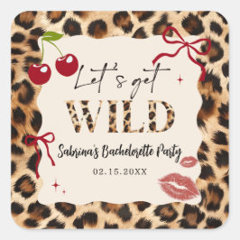 Cuadrada Pegatina de despedida de soltera con leopardo guep