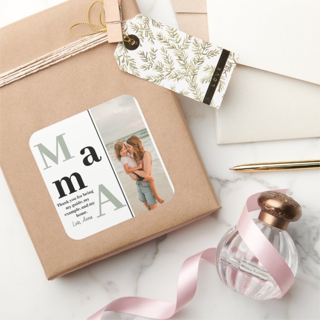 Cuadrada Pegatina de Día de la Madre personalizado - Foto y (Regalar)