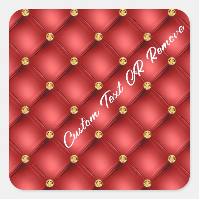 Cuadrada Pegatina de diamante rojo de oro con texto Persona (Anverso)