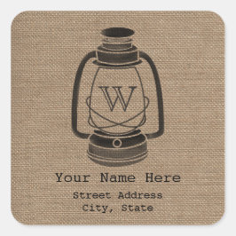 Cuadrada Pegatina de dirección de la linterna del monograma
