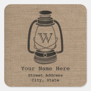 Cuadrada Pegatina de dirección de la linterna del monograma