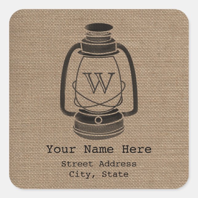 Cuadrada Pegatina de dirección de la linterna del monograma (Anverso)