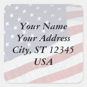 Cuadrada Pegatina de direcciones de bandera de Estados Unid