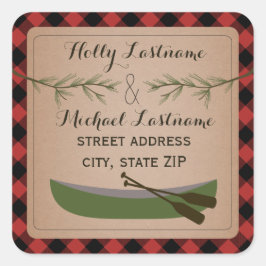 Cuadrada Pegatina de direcciones de canoas + ramas ecológic