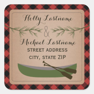 Cuadrada Pegatina de direcciones de canoas + ramas ecológic
