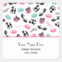 Pegatina de direcciones de Macarons y Poodles fran