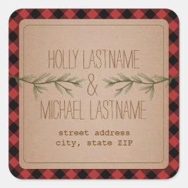 Cuadrada Pegatina de direcciones de ramas de evergreen